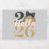 Hallo 2026 Disco Bal Feestviering Sparkling Wijnetiket (Enkel label)