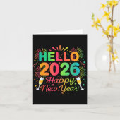 Hallo 2026 Gelukkig Nieuwjaar Avondfeest Countdown Kaart (Gele Bloem)