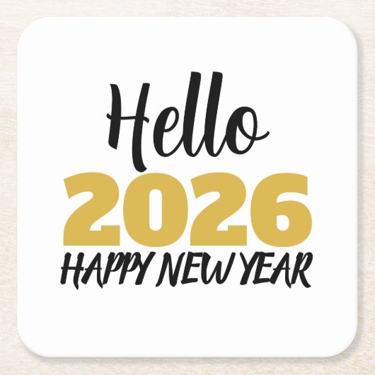 Hallo 2026 Gelukkig Nieuwjaar Kartonnen Onderzetters (Voorkant)