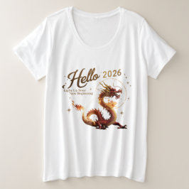 Hallo 2026 Gouden Draak Plus Size Dames T-Shirt