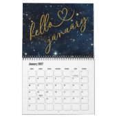Hallo 2026 Gouden Glitter Chic Galaxy Kalender (Jan 2027)