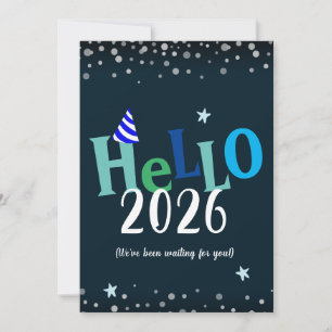 Hallo 2026 Grappige Nieuwjaarskaart Feestdagenkaart