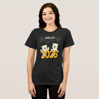 Hallo 2026 IJsberen Vrouwen Nieuwjaar T-Shirt