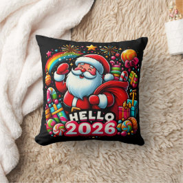 Hallo 2026 Kerstman Kerstmis Nieuwjaar Kussen