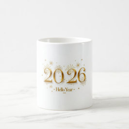 Hallo 2026 mok – Gouden metalen nieuwjaarsbeker