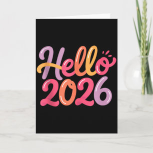 Hallo 2026 Nieuwjaarsviering Pret Kleurrijke Jonge Kaart