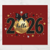 Hallo 2026 Rode Glitter Glans Ontwerp Sparkling Wijnetiket (Enkel label)