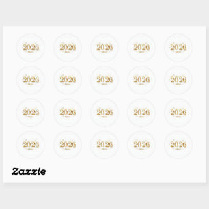 Hallo 2026 Sticker – Gouden Moderne NieuwjaarsKuns