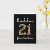 Hallo 21 | Cute 21ste verjaardag cheeta print Kaar Kaart (Gele Bloem)