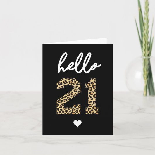 Hallo 21 | Cute 21ste verjaardag cheeta print Kaart (Voorkant)