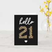 Hallo 21 | Cute 21ste verjaardag cheeta print Kaart (Gele Bloem)