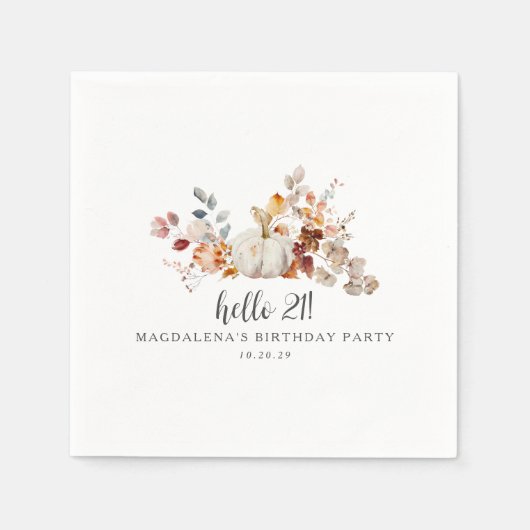 Hallo 21 Herfst pompoen bladeren aangepaste verjaa Servet (Voorkant)