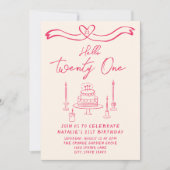 hallo 21e Hand getrokken taart Kaart (Voorkant)