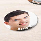 hallo 21e verjaardag foto ronde kartonnen onderzetter (Gebogen)