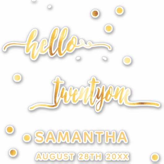 hallo 21e verjaardag sticker (Voorkant)