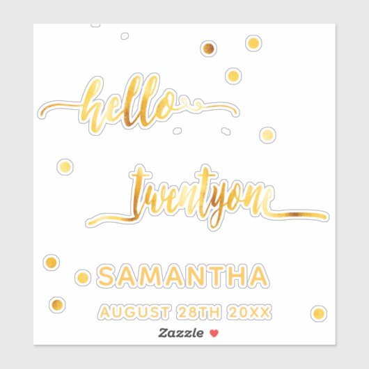 hallo 21e verjaardag sticker (Vel)