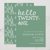 hallo 21e verjaardagsfeest kaart (Voorkant / Achterkant)