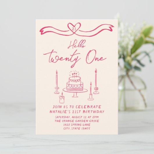 hallo 21ste Doddle Cake Kaart (Staand voorkant)