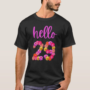 hallo 29 Jaar Oud Verjaardagsbloem T-shirt
