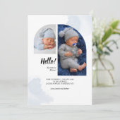 hallo 2 Foto's Arch Baby Birth Announcement Card (Staand voorkant)