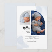 hallo 2 Foto's Arch Baby Birth Announcement Card (Voorkant / Achterkant)