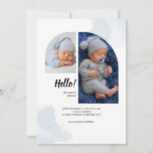 hallo 2 Foto's Arch Baby Birth Announcement Card