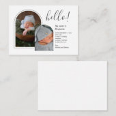 Hallo 2 foto's handgeschreven geboorteaankondiging notitiekaartje (Voorkant / Achterkant)
