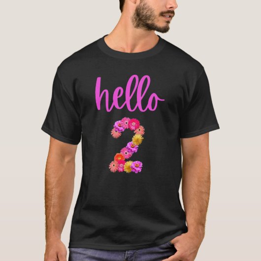 hallo 2 Jaar Oud Verjaardagsbloem T-shirt (Voorkant)