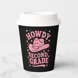 Hallo 2e klas cowboy cowgirl terug naar school papieren bekers