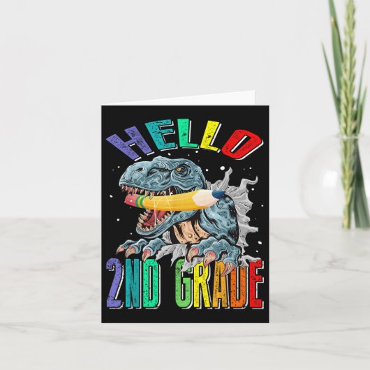 Hallo 2e klas dinosaurus terug naar school kaart (Voorkant)