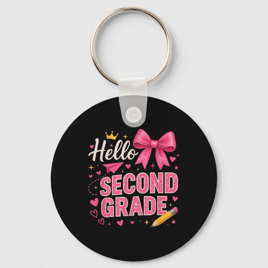 Hallo 2e klas eerste dag van school Coquette Te Sleutelhanger (Voorkant)