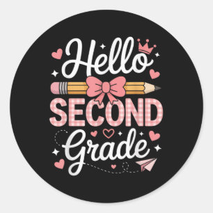 Hallo 2e klas grappig terug naar school 2e klas ronde sticker