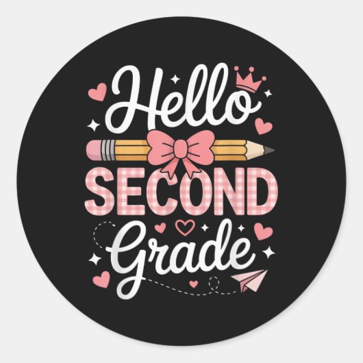 Hallo 2e klas grappig terug naar school 2e klas ronde sticker (Voorkant)