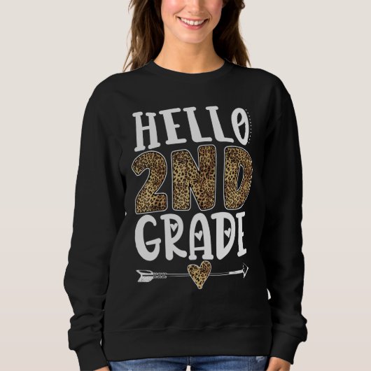 Hallo 2e klas Leopard tweedeklas leraren Stud Trui (Voorkant)
