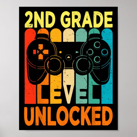 Hallo 2e klas niveau ontgrendelde videogame terug poster (Voorkant)
