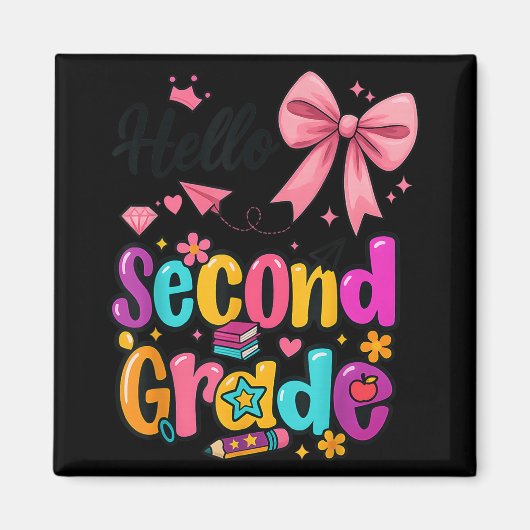 Hallo 2e klas preppy terug naar school jongen meis magneet (Voorkant)