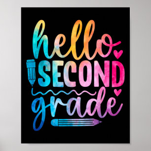 Hallo 2e klas regenboogpotlood 2e klas meisjes poster