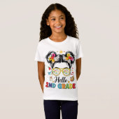 Hallo 2e klas rommelige knot Coquette strik lerare T-shirt (Voorkant volledig)