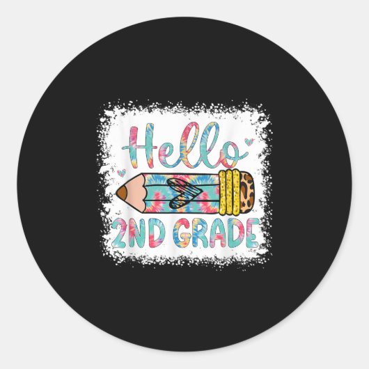 Hallo 2e klas terug naar school 2e klas student ronde sticker (Voorkant)