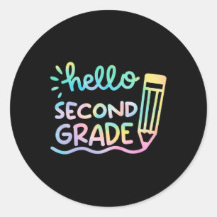 Hallo 2e klas Tie Dye Leraren Kinderen Terug naar Ronde Sticker