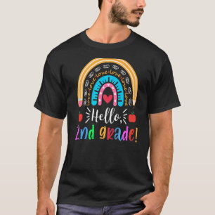 Hallo 2nd Grade regenboog potlood appel eerste dag T-shirt