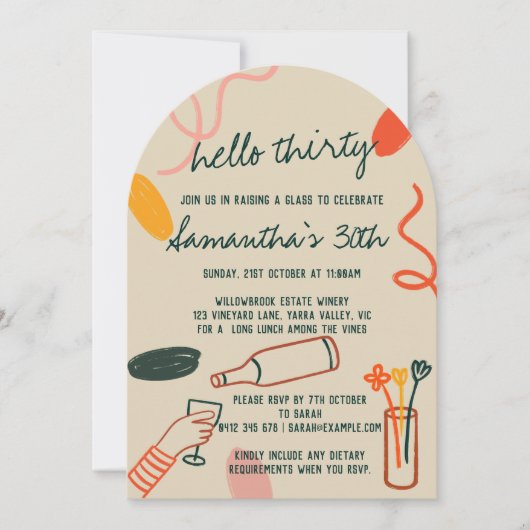 Hallo 30 30e verjaardag van de wijnmakerij kaart (Voorkant)