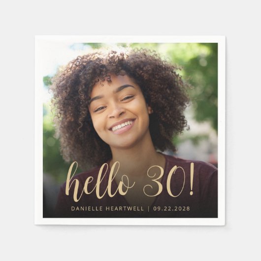 Hallo 30 Dertigste Verjaardag Party Foto Servet (Voorkant)