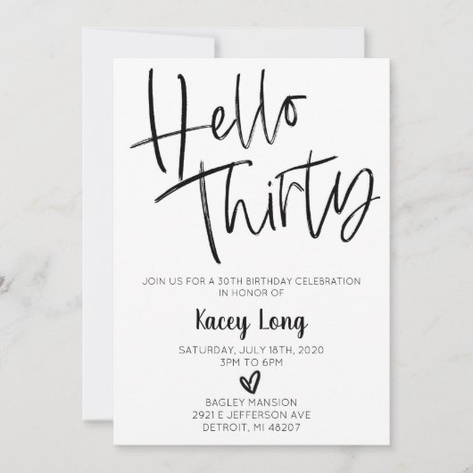 hallo 30 e verjaardag uitnodiging (Voorkant)