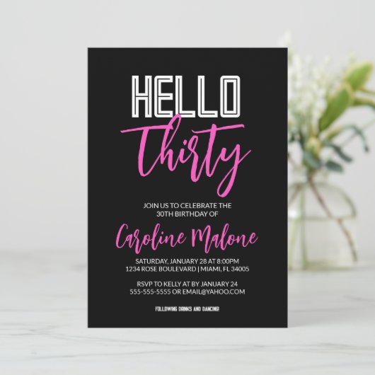 hallo 30 e verjaardag uitnodiging (Staand voorkant)