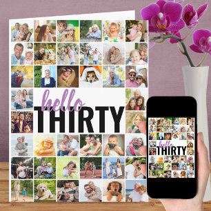 Hallo 30 Editable Grote Foto Collage Verjaardagska Kaart
