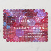 Hallo 30 jarig jubileum rood roze witte girly kaart (Voorkant / Achterkant)