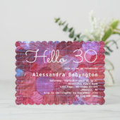 Hallo 30 jarig jubileum rood roze witte girly kaart (Staand voorkant)