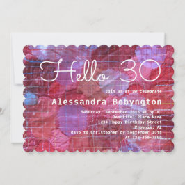 Hallo 30 jarig jubileum rood roze witte girly kaart