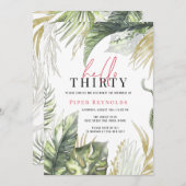 hallo 30 | Modern roze script tropisch 30th  Kaart (Voorkant / Achterkant)